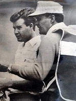 Bob May with his Dad on the bag